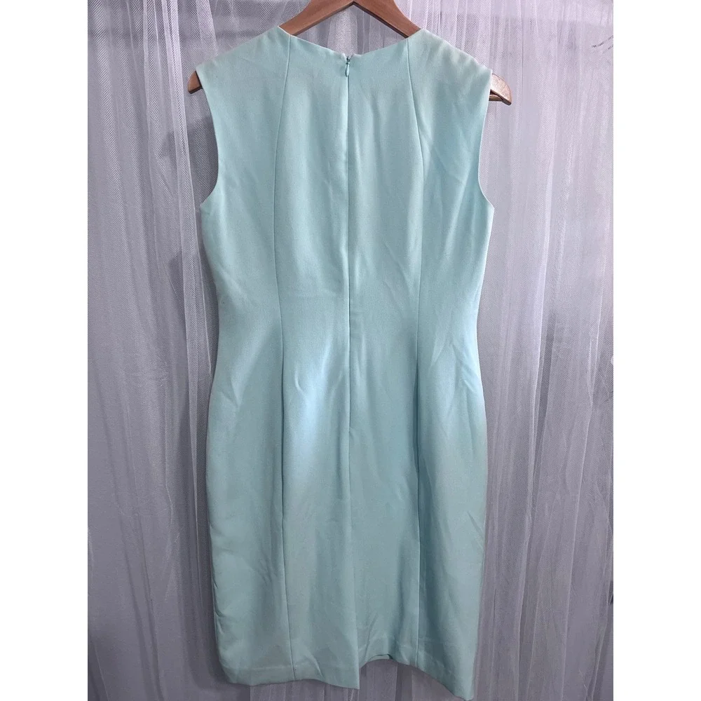 Kasper Womens Light Blue Sleeveless Sheath Dress Size 6 Sweetheart Neckline Midi
